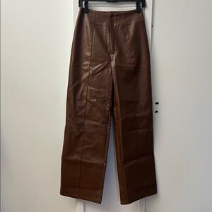 Commense Brown Leather Pants